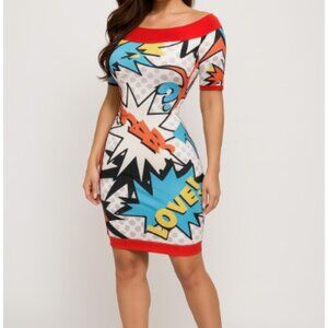 Larissa Manoela Miss & Misses Mini Dress Pop Art Bodycon Brazillian NWT Size SP